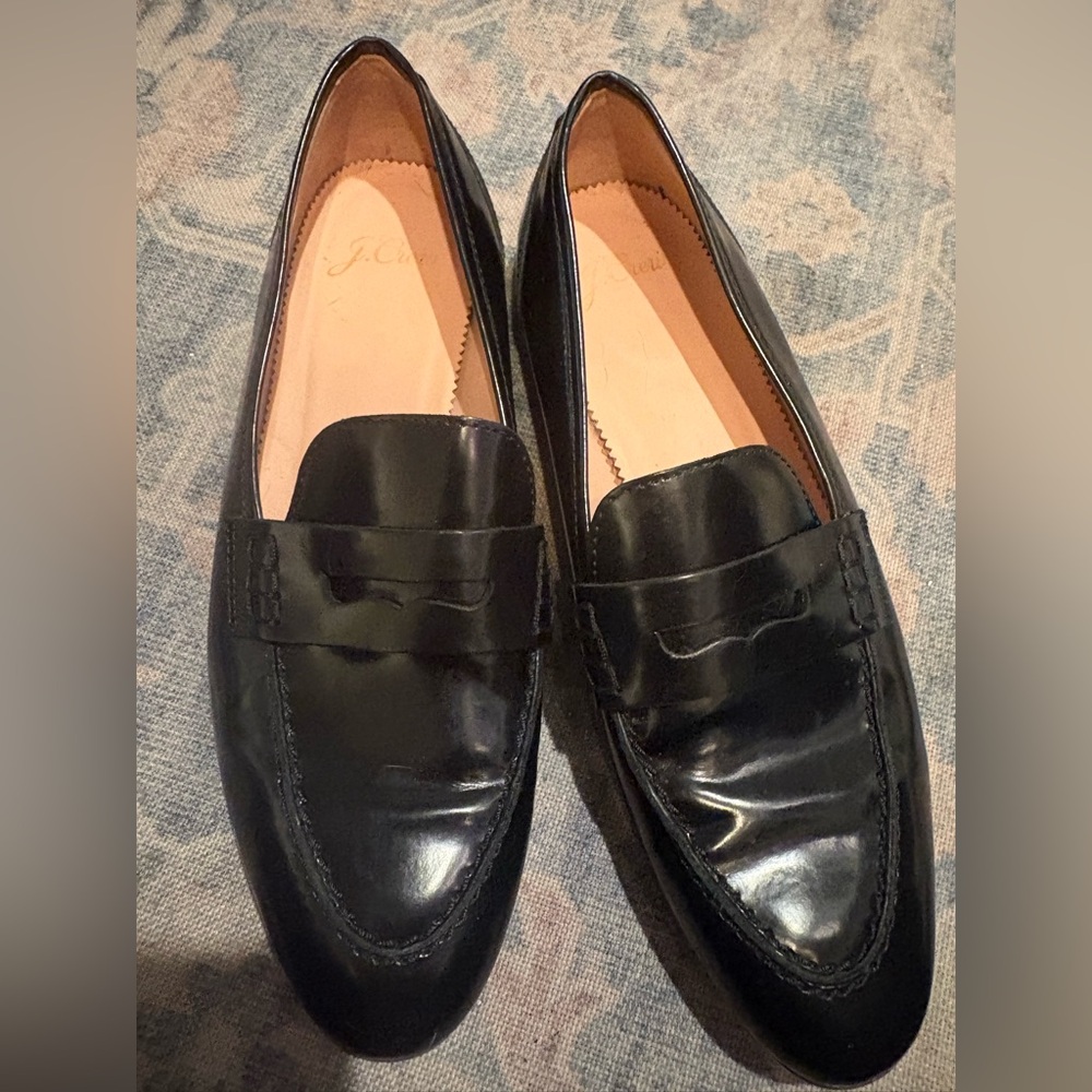 J. Crew Black Leather Loafers